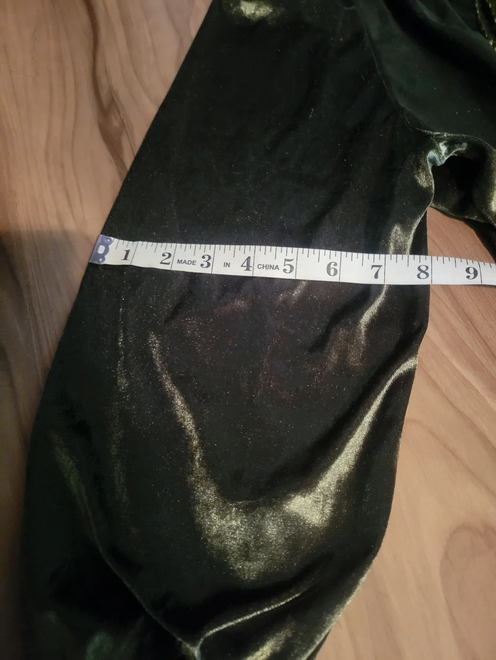 Olive Green Velvet Peasant Style Blouse, Cottagecore Style - Picture 11 of 13